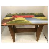 Wood Stool / Bench / Short Table. Hand Painted