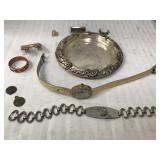 Mixed Lot of Jewelry Parts & Pieces.  Small tray