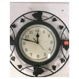 Metal Vine Clock. 14in Diameter.