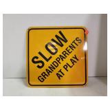 Slow Grandparents at Play Metal Sign