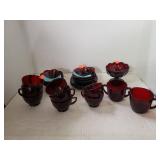 A.H. Coronation Ruby Red Glass Dish Set
