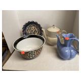 Ceramic lot includes one stoneware pitcher one