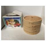 Three piece bamboo steamer