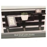 Wall Shelf with Hooks.  Farmhouse.  Rustic.