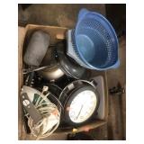 Assorted Lot of Kitchen Ware, Clock, & Iron