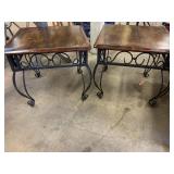 Pair of Matching End Tables - metal frames w/Wood