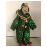 17 in. Clown Figurine with Ceramic Head, Hands, &