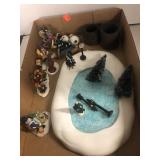 Lot of Christmas Village Decorations, Figures, &