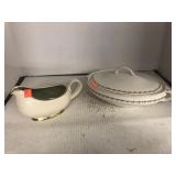 Ornate Gravy Boat & Serving Tray