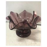 Purple dish / vase. 4.5 high x 6.5in diameter