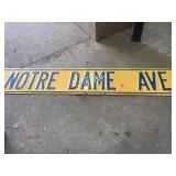 Metal Sign.   Notre Dame Ave.  36in long x 6in.