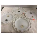 Milk White Anchor Glass. 4 plates.