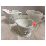 3 milk glass mini pitchers / creamers.