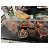 Assorted Pink Depression Glassware - 5 Cups,