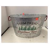 Christmas decorative tin tub 15" x 10"