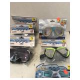 6 Swim Masks.  Misc Sizes.  3+, 8+ & 14+