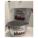 2 ct. of Christmas Galvanized Ice Buckets