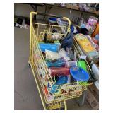 Shopping Cart Full of Plastic Cups, Toys, & other