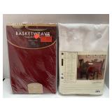 2 Tablecloths, 1 Maroon 60 in. Round. 1- 52 x 70