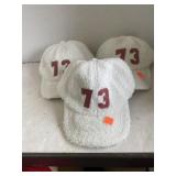 3 Fluffy White Cloth Hats
