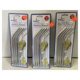 Three 4-packs Stainless Steel Drinking Straws