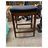 Wooden and Black Cloth Stool