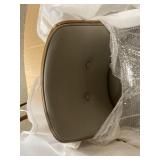 Grey leather and Walnut Chair