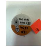 Ike (Eisenhower) Campaign Button. 1.5in Dia.