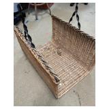 Large Basket Wrought Iron Handle Wood or