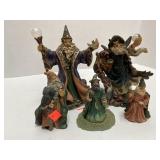 Lot of 5 Wizard figures   2 approximately 8in