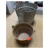 2 galvanized buckets.