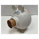 6in high PIG piggy bank. Ceramic. Cork nose