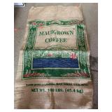 Burlap sack. Mauigrown Coffee. 40x22in