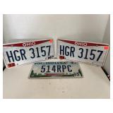 Lot of 3 license plates.
