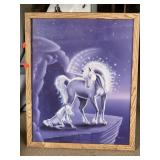 Wood Framed Unicorn Picture