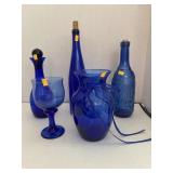 5 Pieces Decorative Blue Glass