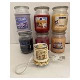 6 20oz Scented Candles and Candle warmer