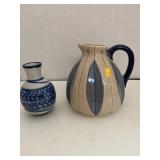 2 Pottery Pieces. Pitcher is 7 in tall