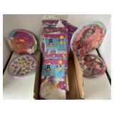 Party lot. Unicorn tablecloths. Misc plates.