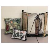 3 golf theme pillows.