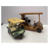 Lot of 2 golf carts as decor.