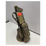 Golf bag. Heavy.  paperweight (?) Brass (?)