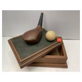 GOLF theme box w/ lid. 7.5x6x3.5high