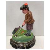 Metal. Golfer. Statue. 9x12in high