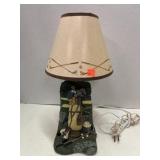 Golf decor side lamp. 15in tall. Shade needs TLC.