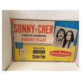 Vintage Sonny & Cher Cardboard Sign
