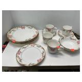 Floral Dishware Set - Tea Cups, Saucers, Plates,