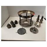 Assorted Silver Plate Items & Salt Shakers