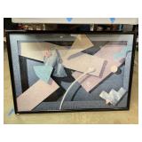 Framed Abstract Art - approx. 3 ft. x 2 ft.