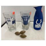 COLTS lot. 2 glasses & bottle coozie